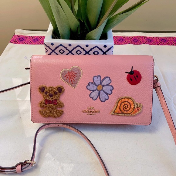 Coach Handbags - Coach Anna Foldover Clutch Crossbody With Creature Patches